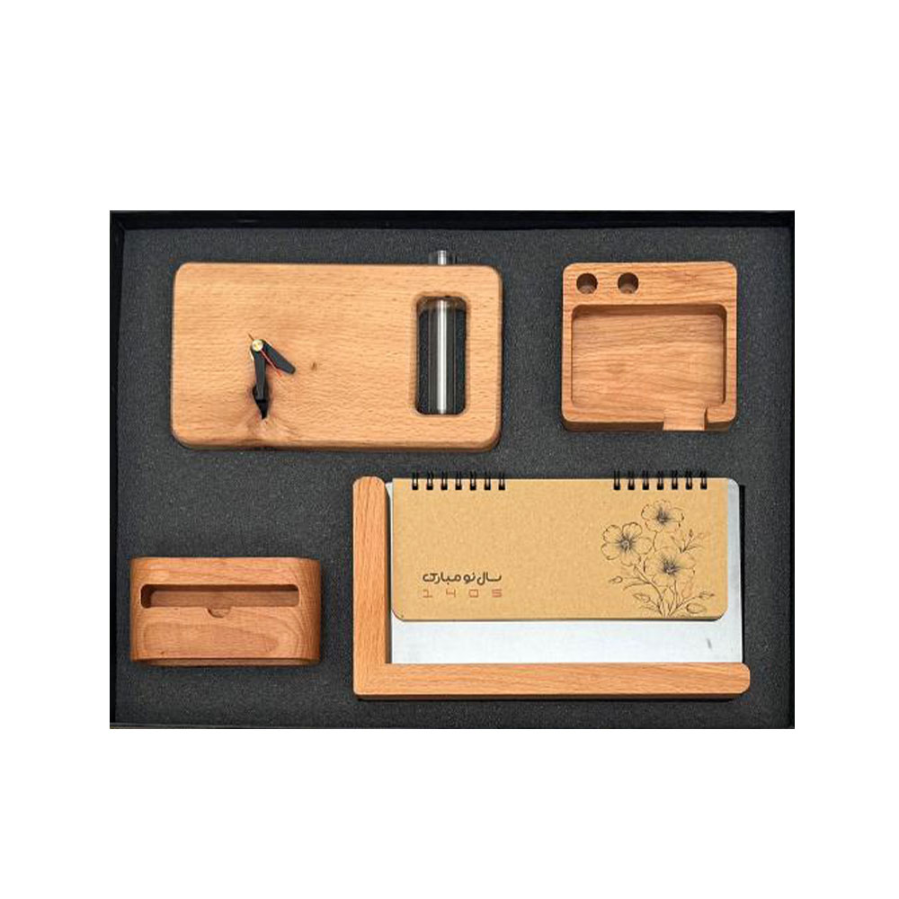 ست هدیه چوبی 1405 آداک کد 006 - حکاکی اسم و لوگو