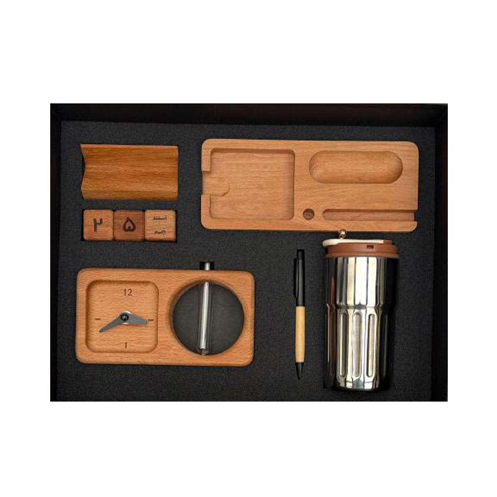 ست هدیه چوبی 1405 آداک ست کایرو - حکاکی اسم و لوگو