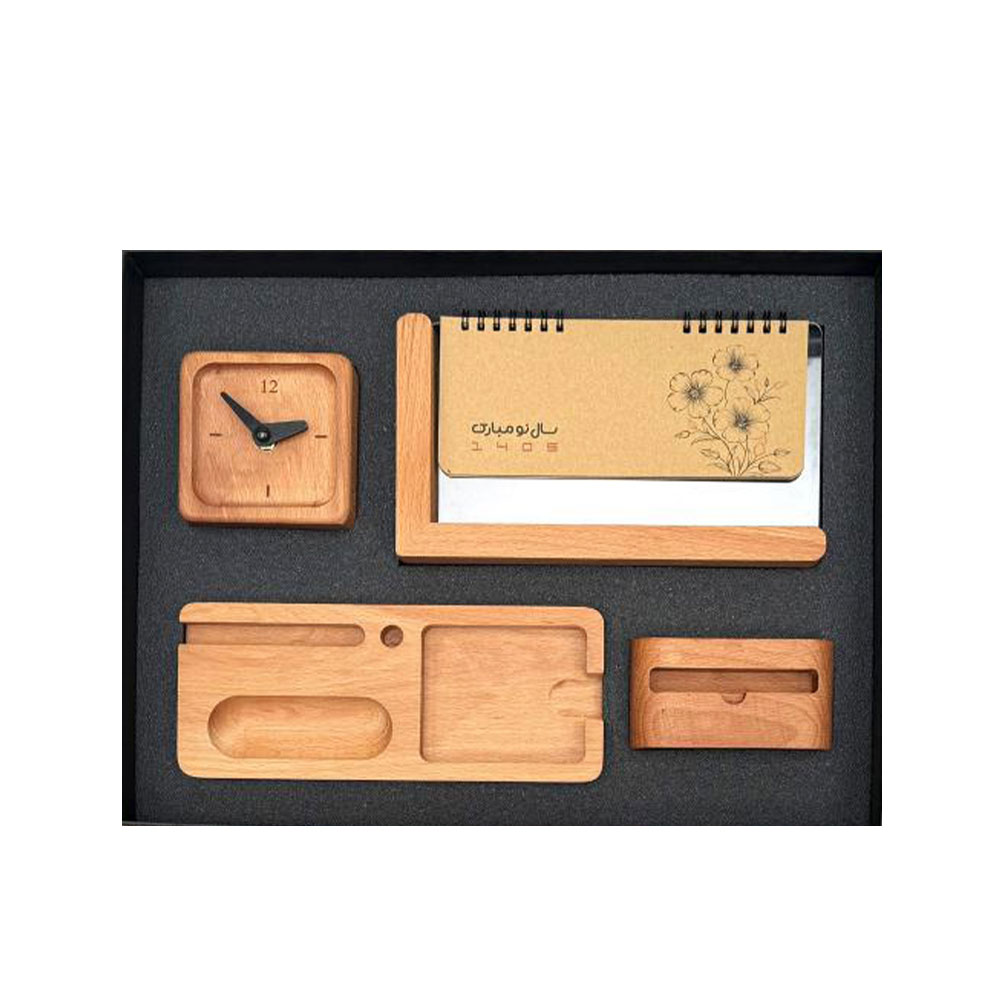 ست هدیه چوبی 1405 آداک کد 005 - حکاکی اسم و لوگو