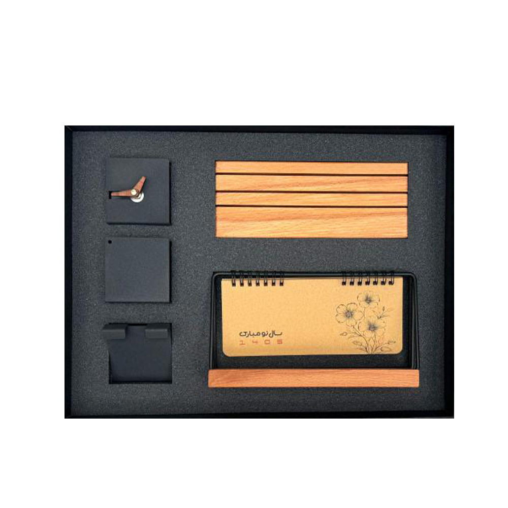 ست هدیه چوبی 1405 آداک کد 007 - حکاکی اسم و لوگو